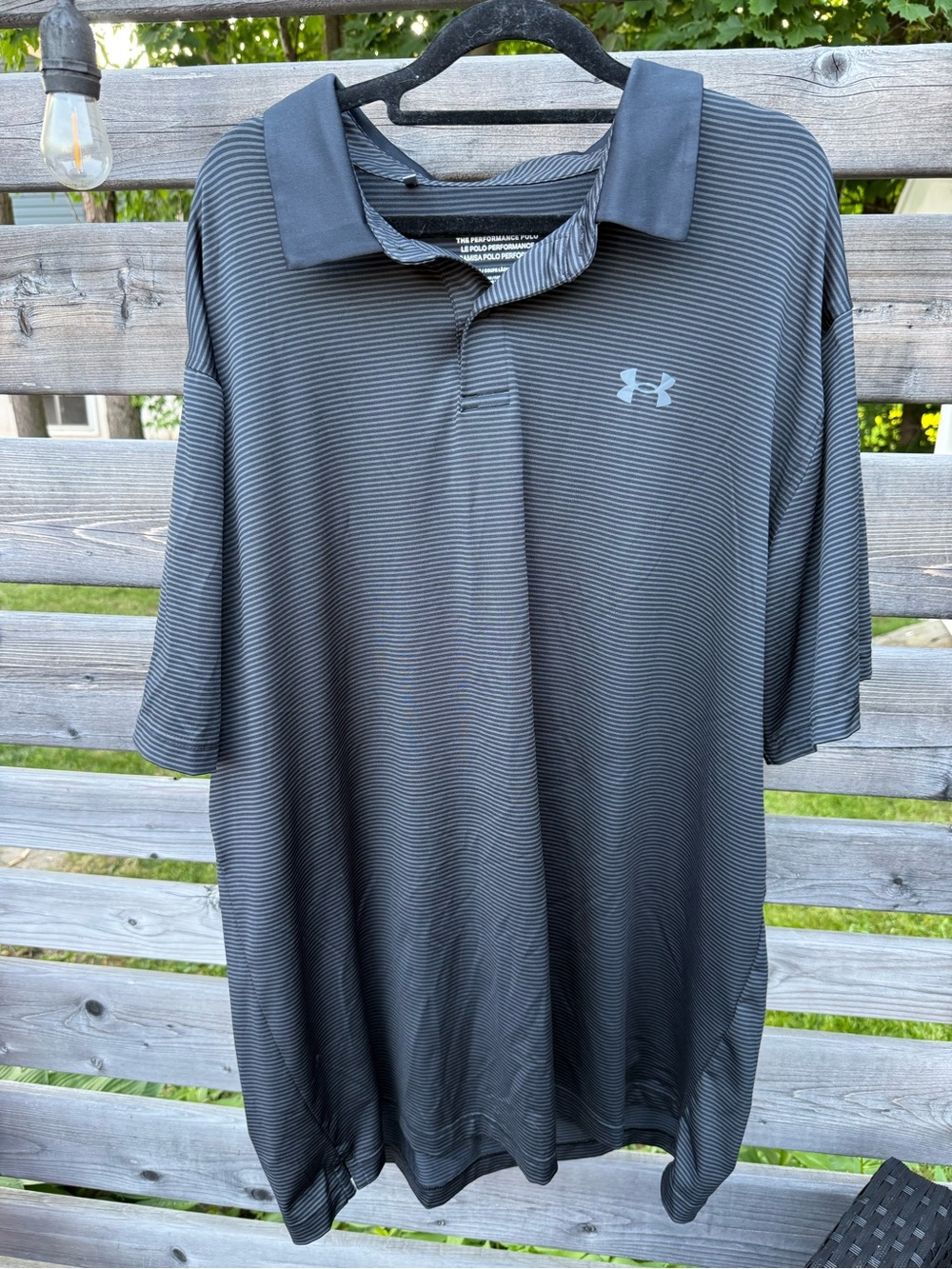 Under Armour Men’s Black and a grey Striped Performance Polo